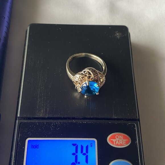 3 ct Genuine Blue Topaz Ring size 7 Sterling Silver stamped 925 tested - Picture 5 of 12